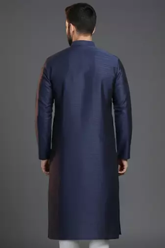 Navy  dupion silk embroidered kurta
