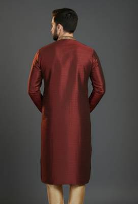 Maroon dupion silk embroidered kurta 2