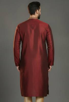 Maroon dupion silk embroidered kurta 2