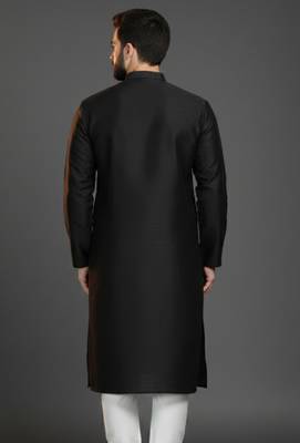 Black dupion silk embroidered kurta 2