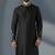 Black dupion silk embroidered kurta
