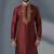Maroon dupion silk embroidered kurta