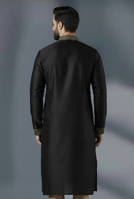Black dupion silk embroidered kurta 2