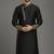 Black dupion silk embroidered kurta