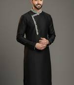 Black dupion silk embroidered kurta