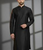 Black dupion silk embroidered kurta