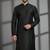 Black dupion silk embroidered kurta