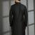 Black dupion silk embroidered kurta