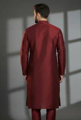Maroon dupion silk embroidered kurta 2