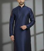 Navy dupion silk embroidered kurta