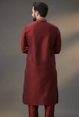 Maroon dupion silk  kurta 2