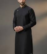 Black dupion silk embroidered kurta