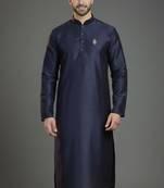 Navy dupion silk embroidered kurta
