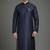 Navy dupion silk embroidered kurta