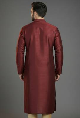 Maroon dupion silk embroidered kurta 2