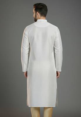 White dupion silk embroidered kurta 2