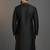 Black dupion silk embroidered kurta