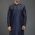 Navy dupion silk embroidered kurta