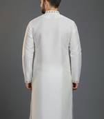 White dupion silk embroidered kurta