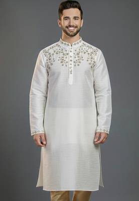 White dupion silk kurta 1