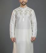 White dupion silk kurta