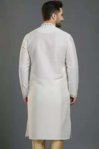 White dupion silk kurta