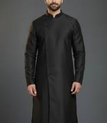 Black dupion silk embroidered kurta