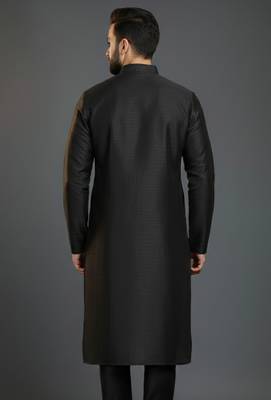 Black dupion silk embroidered kurta 2