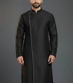 Black embroidery dupion silk kurta