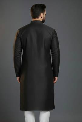 Black embroidery dupion silk kurta 2