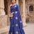 Women's sana silk designer zari & thread embroidery festive saree with blouse