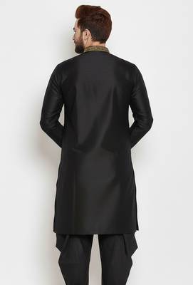 Black embroidery dupion silk kurta 2