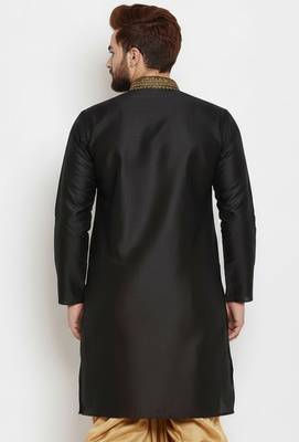 Black embroidery dupion silk kurta 2