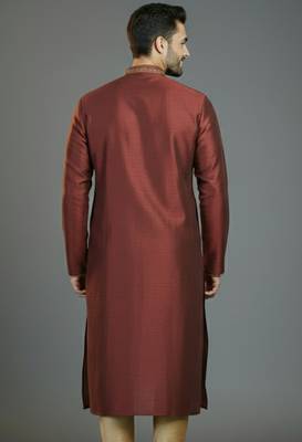 Maroon embroidery dupion silk kurta 2
