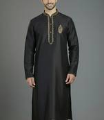 Black embroidery dupion silk kurta