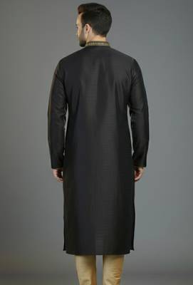 Black embroidery dupion silk kurta 2
