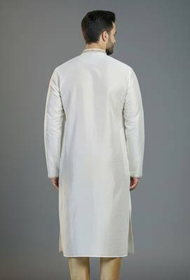 White embroidery dupion silk kurta 2