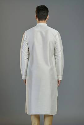 White embroidery dupion silk kurta 2
