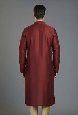 Maroon  embroidery dupion silk kurta 2