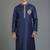 Royal blue embroidery dupion silk kurta