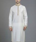 White embroidery dupion silk kurta