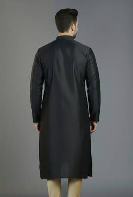Black embroidery dupion silk kurta 2