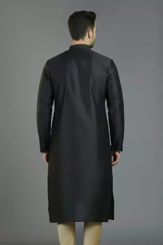 Black embroidery dupion silk kurta
