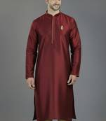 Maroon embroidery dupion silk kurta