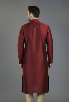 Maroon embroidery dupion silk kurta 2