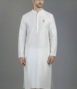 White embroidery dupion silk kurta