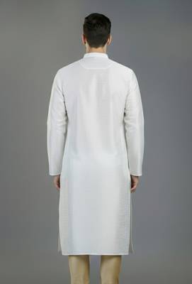 White embroidery dupion silk kurta 2