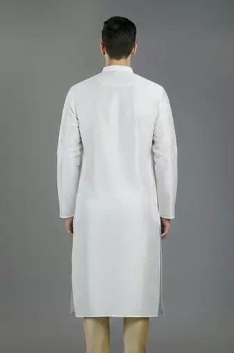 White embroidery dupion silk kurta