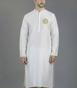White embroidery dupion silk kurta
