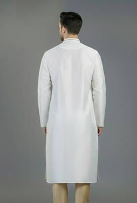 White embroidery dupion silk kurta 2